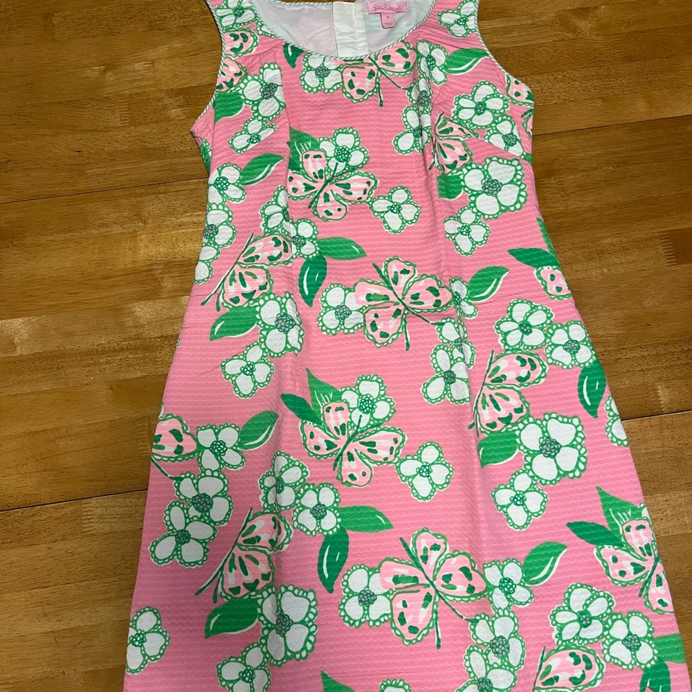 Pink and Green Lilly Pulitzer Scalloped Shift Dress - Size 6